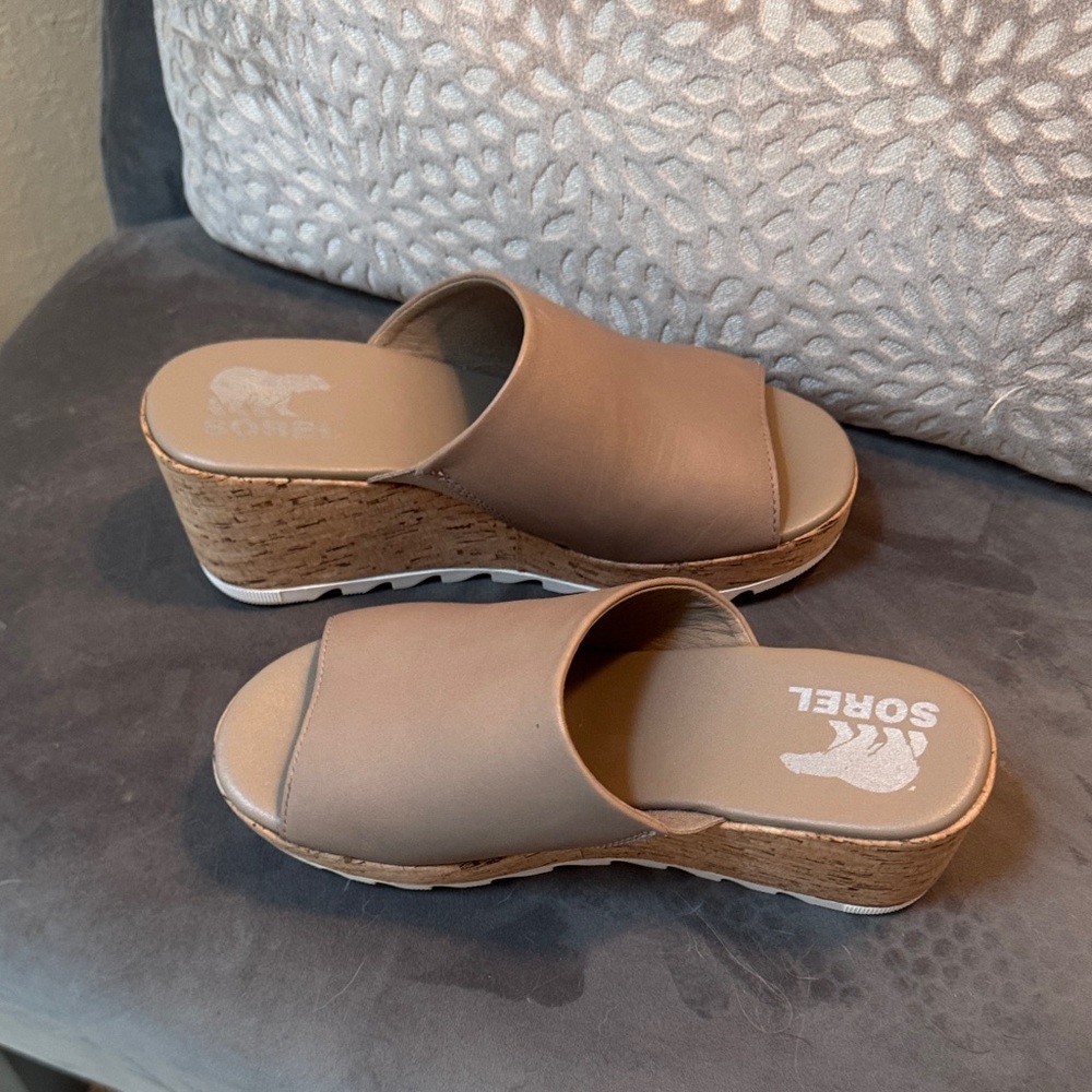 Sorel Women's Beige Wedge Slides